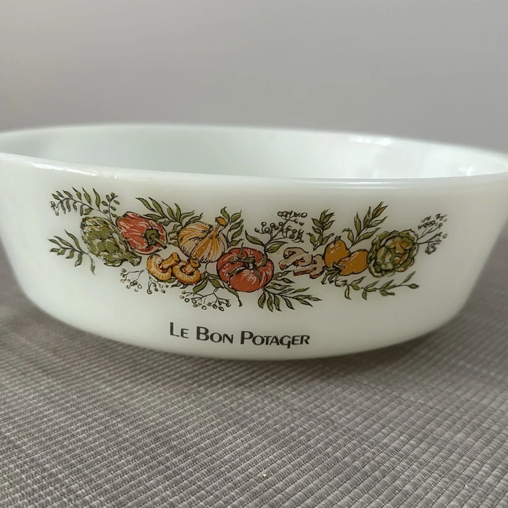 Vintage Fire King By Anchor Hocking 2 Qt Le Bon Potager 9.5